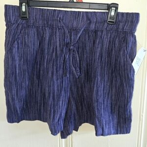 Time&Tru Linen Blend Womens Pull On Shorts Size M Blue Space Dye